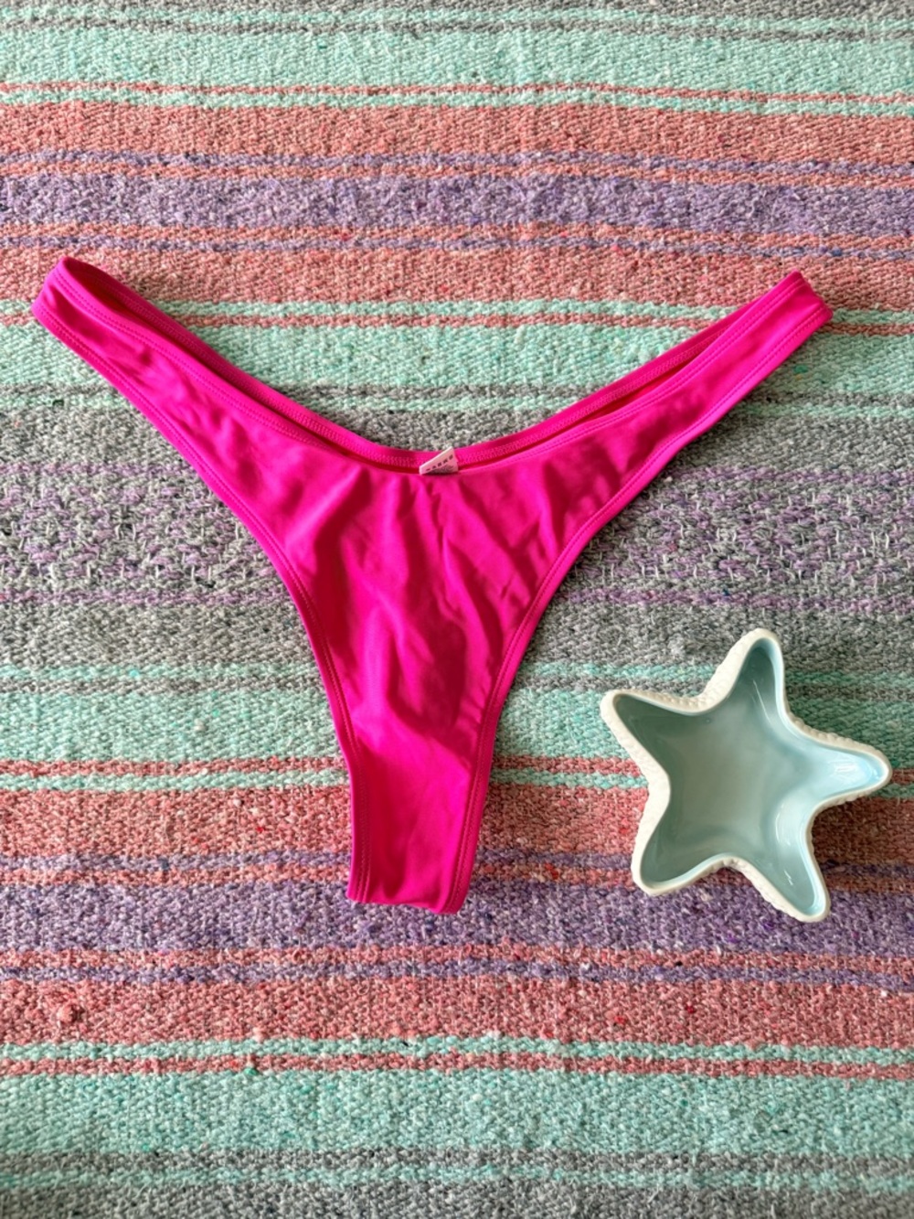 Relleciga Neon Pink Bikini Bottoms High Cut Thong XXL